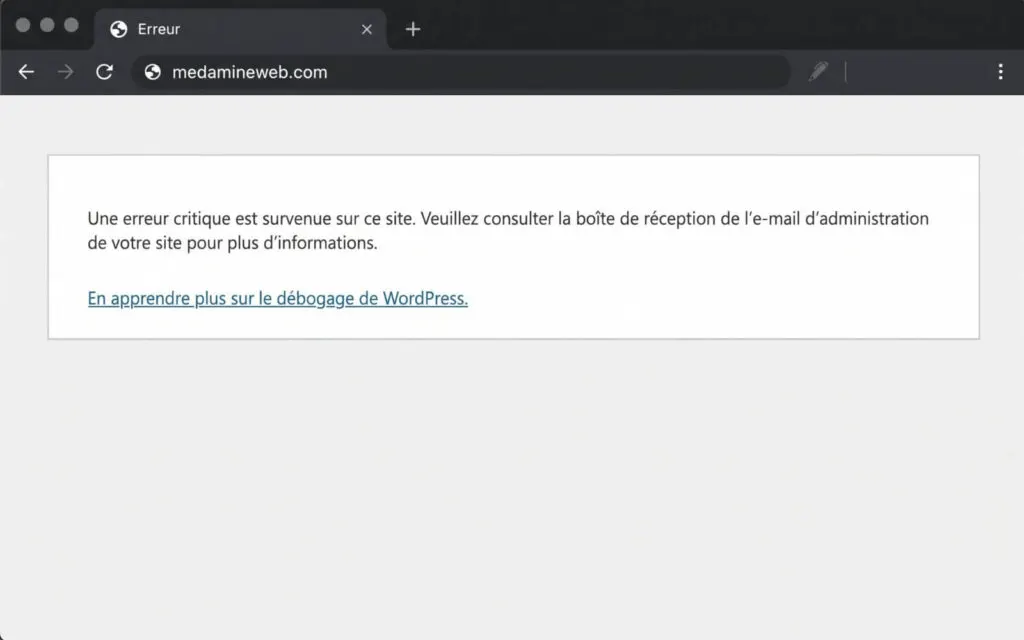 Erreur critique WordPress