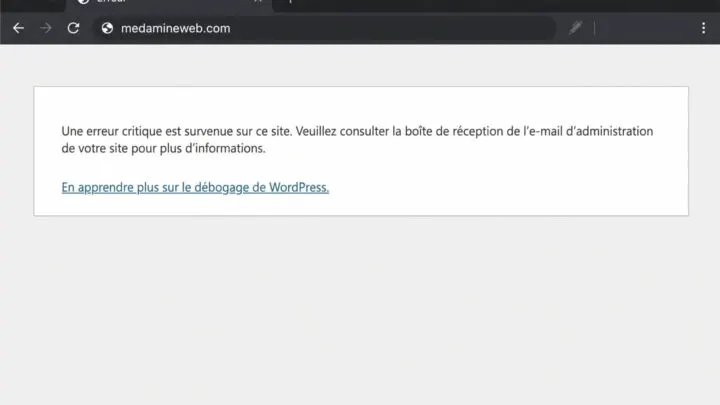 Erreur critique WordPress