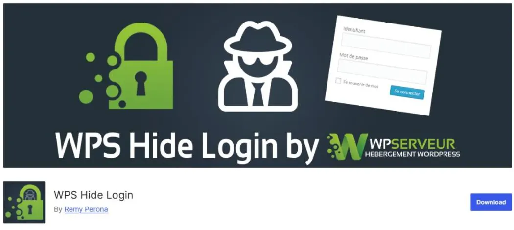 Page de l’extension WPS Hide Login sur WordPress.org avec l’aperçu d’un formulaire de connexion